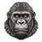 Cartoon Gorilla Head On White Background