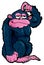 Cartoon gorilla scratching his head