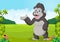 Cartoon gorilla waving