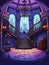 Cartoon gothic creepy room with bats in haunted castle. AI