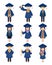 Cartoon Graduate students icons set