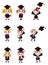 Cartoon Graduate students icons set