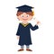 Cartoon Graduates student in academic gown holding diploma
