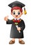 Cartoon graduation boy giving thumbs up