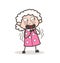 Cartoon Grandma Astonished Face Expression Vector Illustration