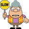 Cartoon Grandmother Crossing Gaurd Slow