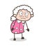 Cartoon Grandmother Hushed Face Expression Vector Illustration