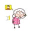 Cartoon Grandmother Talking on Phone Vector Illustration