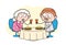 Cartoon Grandpa and Granny Celebrating Their 70th Anniversary Vector Illustration