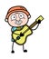 Cartoon Grandpa Playing Guitar