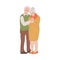 Cartoon grandparents stand together and warm hold hands, happy family live together vector lovely isolated illustration