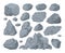 Cartoon granite stones, mountain rock stone heap. Boulder rocky stones, granite rocks and grey pebbles vector symbols illustration