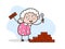 Cartoon Granny Building a Home Vector Illustration