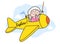 Cartoon Granny Flying Plane Vector Illustration