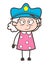 Cartoon Granny Inspector Saluting Vector Illustration