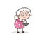 Cartoon Granny Preparing Food Vector Illustration