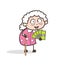 Cartoon Granny Showing Money Vector Illustration