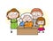 Cartoon Granny Telling a Story to Their Grand Children Vector Illustration