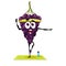 Cartoon grape character in yoga pilates pose