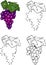Cartoon grape. Vector illustration. Coloring and dot to dot game