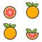 Cartoon grapefruit set