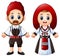 Cartoon Greeks couple wearing traditional costumes
