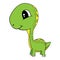 Cartoon of Green Baby Brontosaurus Dinosaur