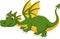 Cartoon green dragon flying