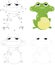 Cartoon green frog. Dot to dot game for kids