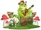 Cartoon Green frog Playing Guitar
