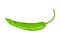 Cartoon green hot pepper, horizontal view.
