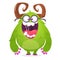 Cartoon green monster nerd wearing glasses. Vector illustration of excited monster character isolated.