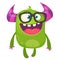 Cartoon green monster nerd wearing glasses. Vector illustration isolated