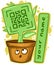 Cartoon green plant in pot with QR code