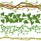 Cartoon Green Wild Lianas Branches Set. Vector