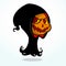 Cartoon grim reaper pumpkin isolated on white. Halloween vector illustration of pumpkin head.