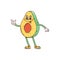 Cartoon groovy avocado character with happy face