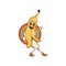 Cartoon groovy banana character, psychedelic fruit