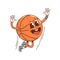 Cartoon groovy basketball ball vector character