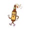 Cartoon groovy beer bottle character, glass flask