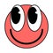 Cartoon Groovy funny orange cartoon smile character, vintage. Funky comic bright emoticon stickers