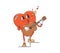 Cartoon groovy Valentine heart singer with guitar