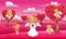 Cartoon a group of cupid on the field pink