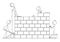 Cartoon of Group of Masons or Bricklayers Building a Wall or House from Bricks