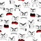 Cartoon grumble and angry faces seamless pattern