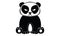 Cartoon grumpy panda black and white illustration