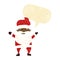 cartoon grumpy santa with speech bubble