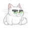 Cartoon grumpy white cat