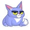 Cartoon grumpy white cat. Cute fat cartoon cat illustration