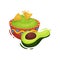 Cartoon guacamole on white background. Avocado concept.